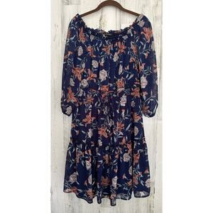 Ryan Michelle Womens‎ Dress Size Petite Medium Floral Smocked Waist Off-Shoulder